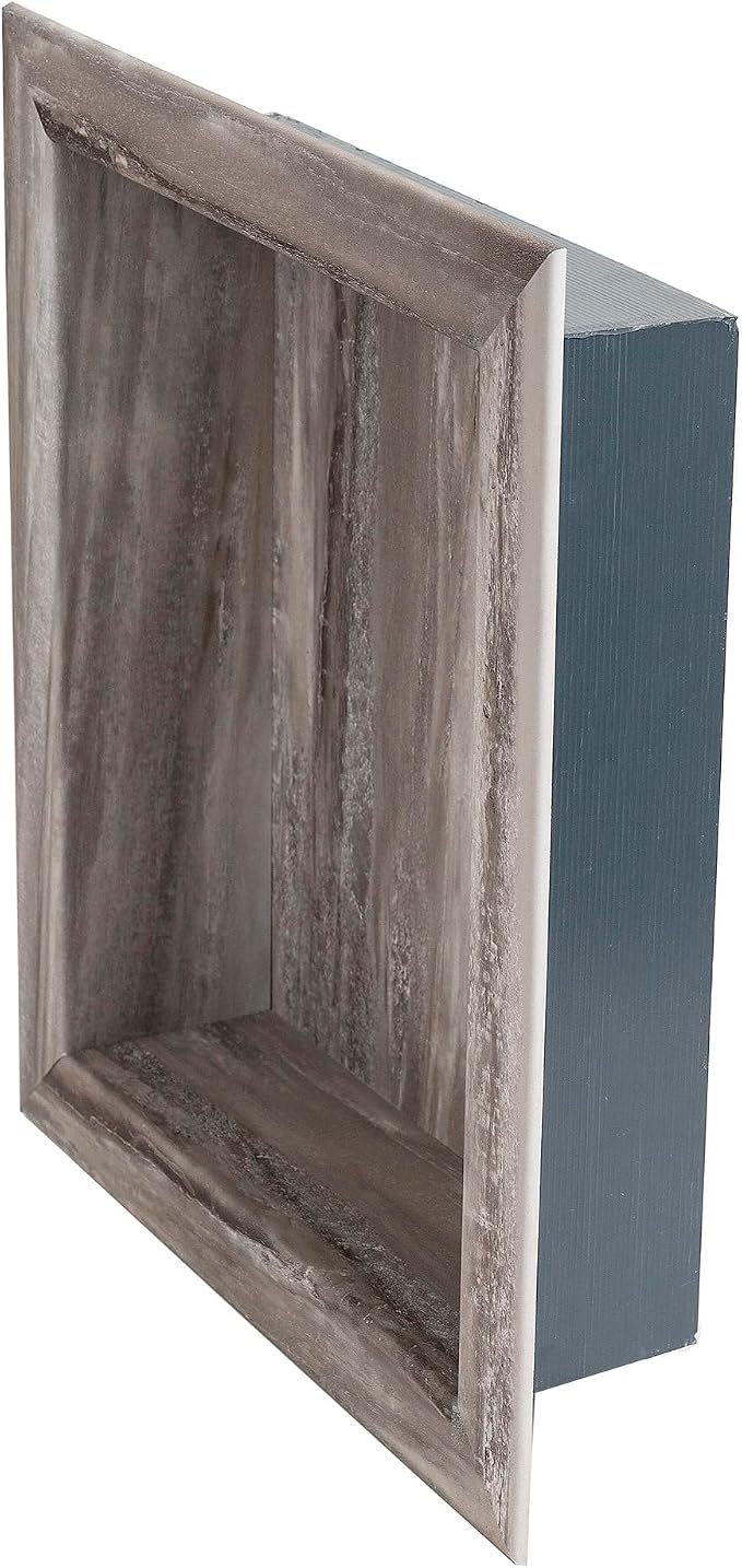 Palisade 17.5 in x 15.5 in Vinyl Shower Niche Louvre Granite | Waterproof Shower Insert