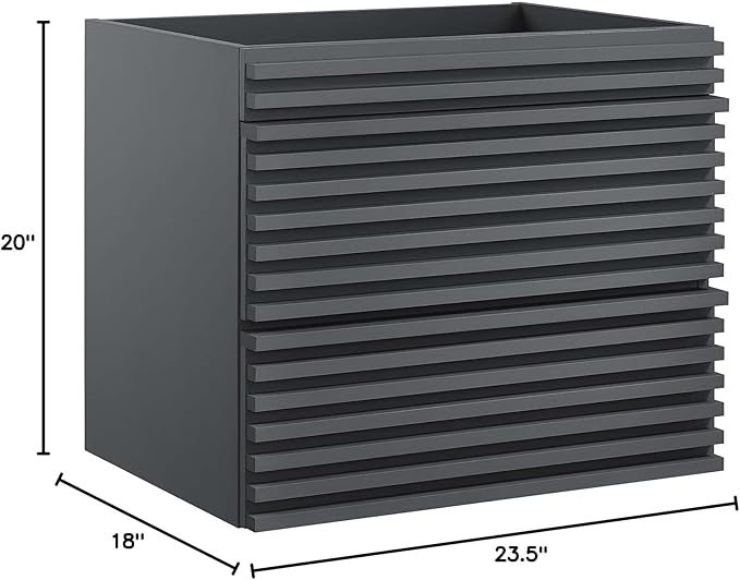 Modway Render 24" Wall-Mount Bathroom Vanity Cabinet in Gray-Sink Basin Not Included, Grey