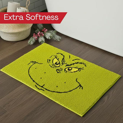 Collectibles Grinch by Dr. Seuss Holiday & Christmas Non Slip Plush Poly Knit Bathroom Mat Rug, 21x34, (Officially Licensed Product) by Franco