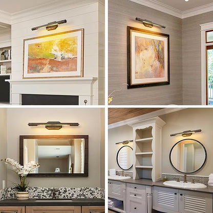 Bronze Vintage Picture Light Hardwired - 27.5 In Art Deco Lights Over Mirror Portrait Pictures Frame - Wall Sconce Lighting Fixture for Museum Bathroom Vanity Gallery Artwork Library Cuadros Painting
