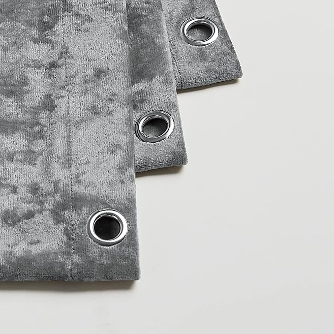 Fredsure Distressed Velvet Shower Curtain Set, 13 Pieces Grey Including 1 Piece 72"x72" Shower Curtain and 12 Pieces Silver Hooks