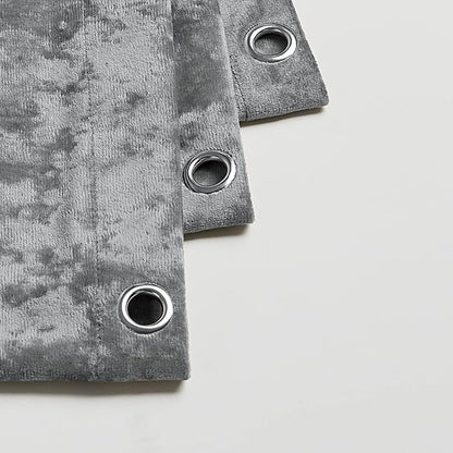 Fredsure Distressed Velvet Shower Curtain Set, 13 Pieces Grey Including 1 Piece 72"x72" Shower Curtain and 12 Pieces Silver Hooks