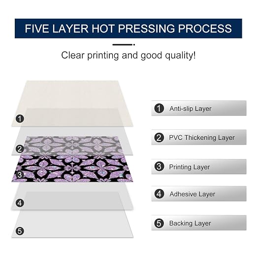 Purple Sparkle Geometric Peel and Stick Floor Tiles 12x12 Inch 10PCS | Purple floral geometric pattern with a printed sparkle look vinyl tiles for kitchen bathroom entryway and indoor decor