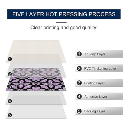 Purple Sparkle Geometric Peel and Stick Floor Tiles 12x12 Inch 10PCS | Purple floral geometric pattern with a printed sparkle look vinyl tiles for kitchen bathroom entryway and indoor decor