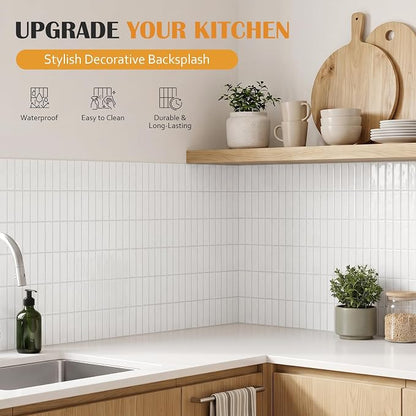 JOLOV 10 Pack Peel and Stick Backsplash Tiles, Waterproof 3D Stickers | Thicker self-adhesive 3D tile stickers for kitchen and bathroom walls; removable, waterproof and easy to install.