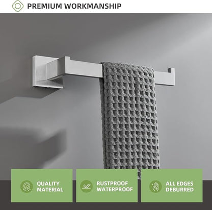 Angle Simple Hand Towel Holder Brushed Nickel, Bathroom Towel Bar 10.24" | Sturdy SUS304 Stainless Steel, Square Hanger with Open Arm, Space Saving Home Decor, Screws Mounted