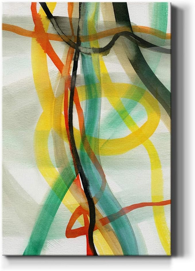 Renditions Gallery Canvas Wall Art Paintings for Wall Decorations Colorful Intersecting Lines Inkten Abstract Wall Hanging Artwork for Bedroom Living Room Office Kitchen - 12"x18" LT02