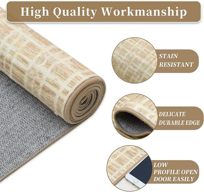 Modern Rug 6x9 Area Rugs for Living Room Washable Bedroom Rug Geometric Yellow Large Area Rug Soft Faux Wool Non Slip Throw Rugs Low Pile Stain Resistant Carpet for Dining Room 6'x9' Yellow