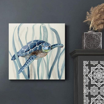 Renditions Gallery Turtle in Seagrass I Wall Art, Premium Gallery Wrapped Canvas Decor, Ready to Hang, 10 in H x 10 in W, Made in America Print (AZS-WC25-17921-R-1010-MK)