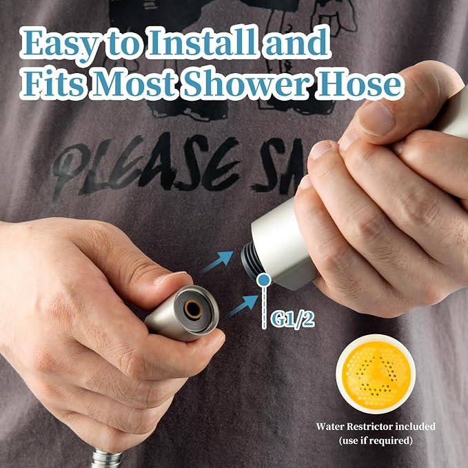 OFFO Handheld Shower Head, 6-Mode Brushed Nickel High Pressure Handheld Sprayer High Flow Large Powerful Boosting Handheld Showerhead for Low Water Pressure