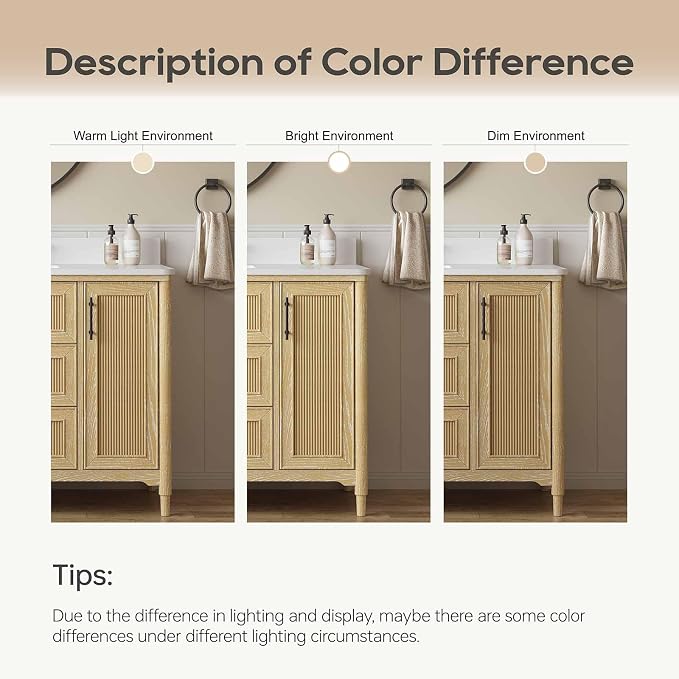 48 Inch Bathroom Vanity with Sink, Quartz Top, Light Oak | Modern Pre Assembled Single Sink Bathroom Vanity, Freestanding Bathroom Storage Cabinet, Soft Close Doors, Dovetail Drawers