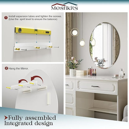 Frameless Oval Mirror, 20x28 Inch Beveled Bathroom Mirrors for Over Sink, Tempered Glass Oval Mirrors for Vanity, Living Room, Bedroom, Entryway