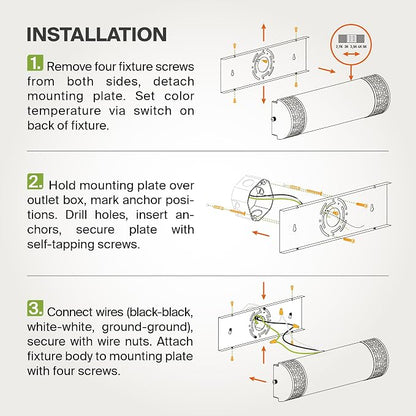 ASD 24 Inch LED Bathroom Vanity Light, 5CCT 2700K-5000K 25W, Dimmable Bathroom Light Fixtures, Modern Vanity Lights for Bathroom Lighting Fixtures Over Mirror, Wall Light Bar, Brushed Nickel, ETL