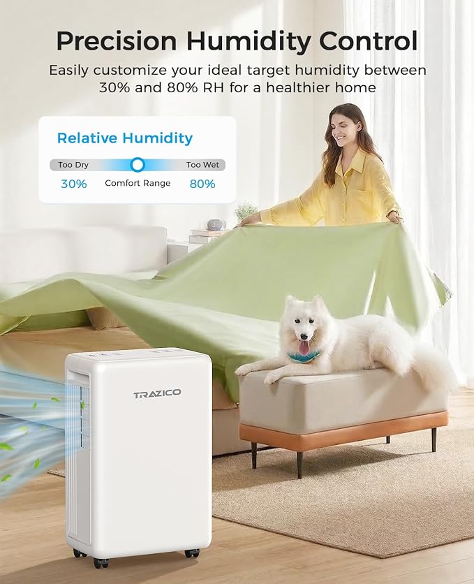 30 Pint Dehumidifier for Basement with Drain Hose Up to 2000 Sq.ft | Quiet Dehumidifiers for Home Large Room Bedroom Bathroom RV, Smart Humidity Control, 3 Modes, 24H Timer, Auto Defrost