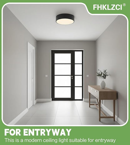 Modern LED Round Flush Mount Ceiling Light Fixture,Black,11.81 inch | Dimmable,24Watts,Bright Adjustment,5CCT 3000K/3500K/4000K/5000K/6000K,Matte,Metal,for Kitchen,Bedroom,Bathroom,Hallway,Closet