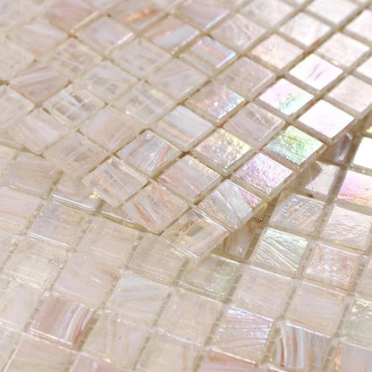 5.75 Sq.Ft Iridescent Pink Glass Mosaic Tile for Bathroom, Backsplash | Waterproof Wall & Floor Tile. Heat & frost resistant outdoors, Swimming Pool, Fireplace, Restaurants, Hotels, Laundry, 10pcs.