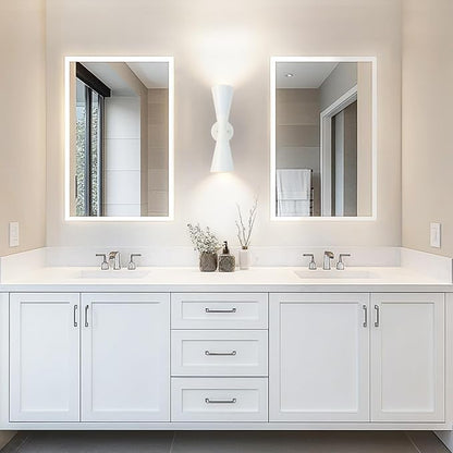 Modern Indoor Wall Sconce Up and Down White Wall Sconce Mid Century Indoor Wall Light Fixture Hardwired Wall Mounted Lamp for Living Room Bathroom Bedroom Hallway 15 Inch