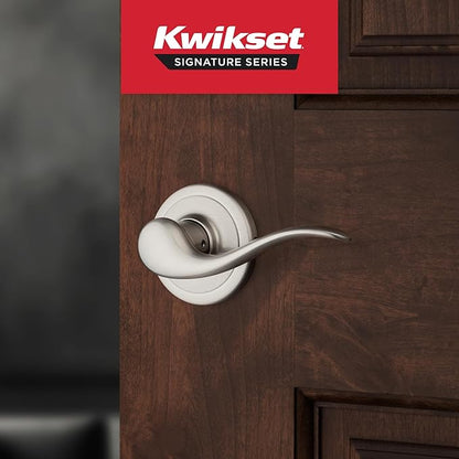 Kwikset Tustin Dummy Door Handle, Single Sided Lever for Closets, French Double Doors, and Pantry, Satin Nickel Non-Turning Right Handed Interior Push/Pull Lever, with Microban Protection