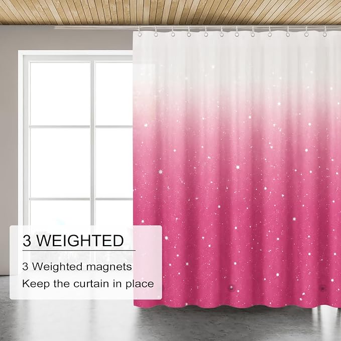 TIKABC Shower Curtain Liner, 4G PEVA Shower Liner, Plastic Peva Waterproof Shower Curtains, 72x72 inch with Grommet Holes 3 Magnetic Weights