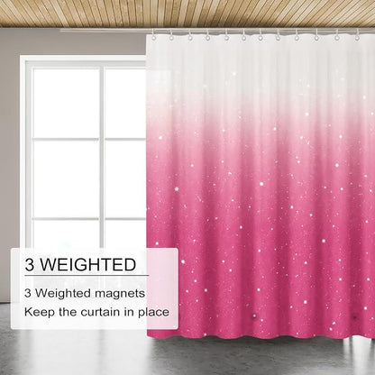 TIKABC Shower Curtain Liner, 4G PEVA Shower Liner, Plastic Peva Waterproof Shower Curtains, 72x72 inch with Grommet Holes 3 Magnetic Weights