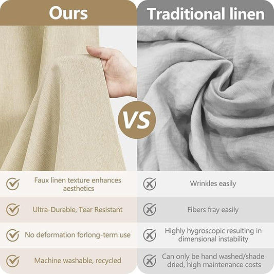 36 x 72 Inch Natural Linen Look Stall Shower Curtain Beige, Faux Linen Farmhouse Thick Fabric Shower Stall Curtain Water-Resistant, Cream Bathroom Curtain Washable for Single Stall