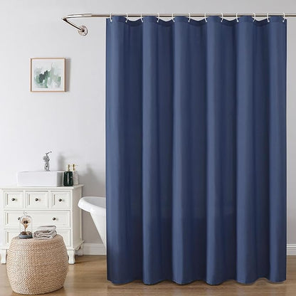 Zora 84 Inch Shower Curtain Set with 12 Plastic Hooks, Plain Fabric Shower Curtain for Bathroom - Extra Long Shower Curtain, Water Resistance, Machine Washable Soft Cloth, 72WX84L, Dusty Blue