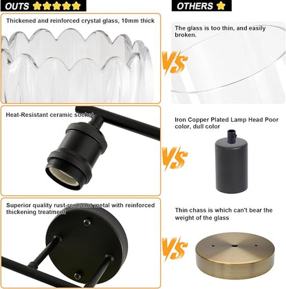 Bathroom Light Fixtures, 5-Light Brushed Black Vanity Lights for Bathroom with Clear Tulip Glass Shade, 30" Vintage Bathroom Vanity Lighting Fixtures Over Mirror for Bedroom Living Room Hallway