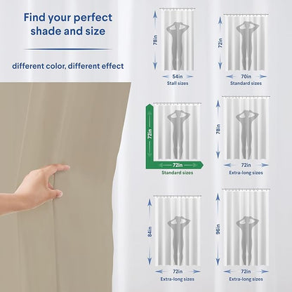 Clorox Shower Curtain Liner, Premium Colored Medium-Weight Durable Waterproof 6g PEVA for Bathroom with Weighted Magnets, Standard Size 72" x 72", Tan