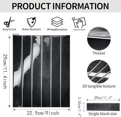 10 Sheet 9 * 11.4 in backsplash Tiles Peel Stick for Kitchen Bathroom Laundry RV Wall Decor, Thickened Wall Tile Stickers Stick on Tile backsplash for Room Decor (Black)