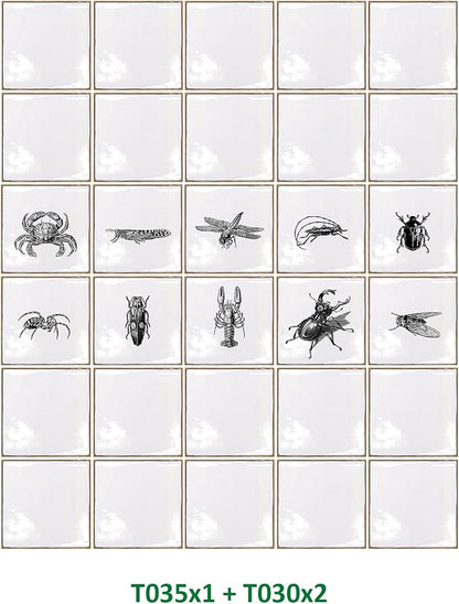 Alwayspon Vinyl Sticker Peel and Stick, Self-Adhesive Wall Tile Transfers Backsplash Sticker Decal for Kitchen Bathroom, 6x6inch/15x15cm 30Pcs, Insects T035
