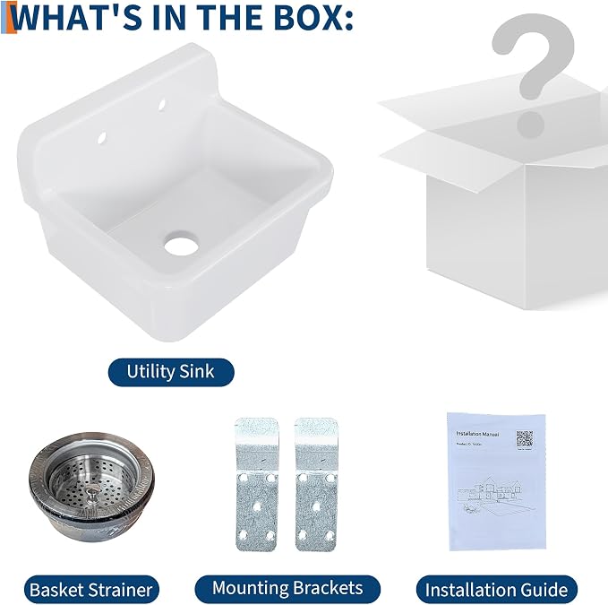 Garvee Utility Sink 30 x 20 Inch, Ceramic Laundry Sink with High Backsplash, Wall Mount, Farmhouse Design, Perfect for Garage, Washing Room, Kitchen, Bathroom