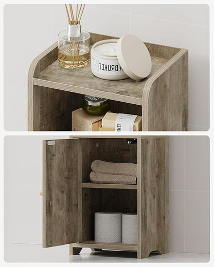 Bathroom Storage Cabinet, Corner Floor Cabinet with Doors and Adjustable Shelf, Narrow Toilet Paper Cabinets, Bathroom Organizer for Small Spaces, Rustic Greige BC39705X