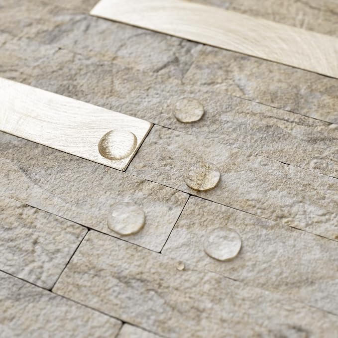 DICOFUN 10-Sheet Peel and Stick Backsplash Wall Tile, PVC Kitchen Backsplash Peel and Stick in Sandstone, 9.4 sq.ft