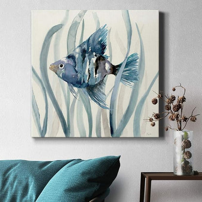 Renditions Gallery Fish in Seagrass II Wall Art, Premium Gallery Wrapped Canvas Decor, Ready to Hang, 32 in H x 32 in W, Made in America Print