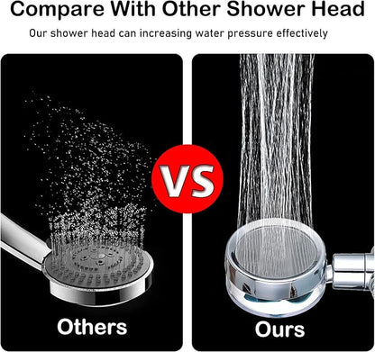 Handheld High Pressure Turbo Shower Head, 360° Rotatable Detachable Filtered Shower Head for Hard Water, Easy to Install