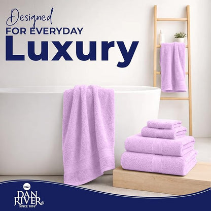 DAN RIVER 8 Piece Luxury Bath Towels for Bathroom, Towel Set, Lavendar | 2 Bath towels, 2 Hand towels, and 4 Wash Cloths, 600 GSM 100% Ring Spun Cotton, Highly Absorbent, Gym, Hotel, guest, and Spa