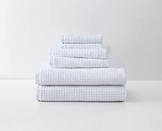 Tommy Bahama - Bath Towels, Highly Absorbent Cotton Bathroom Decor, Low Linting & Fade Resistant, Oeko-Tex Certified (Northern Pacific White, 6-Piece)