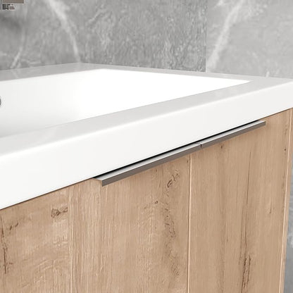 Henf 24inch Floating Bathroom Vanity Cabinet with Sink Combo, Modern Wall Mounted Solid Wood Cabinet with White Gel Basin Sink Bathroom Storage Cabinet with 2 Soft Close Doors