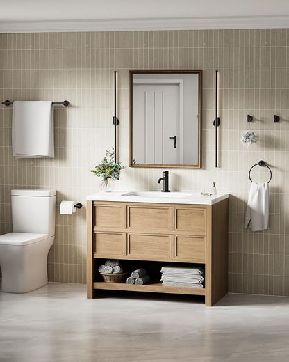 Matte Black Bathroom Accessories Set SUS304 Stainless Steel 5 Pieces | Evolvegoods Bathroom Hardware Set, 26 Inch Bath Towel Bar Set, 2 Towel Hooks, Toilet Paper Holder, Towel Racks for Bathroom