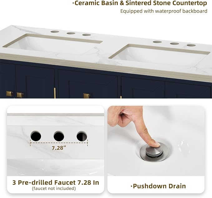 DWVO 47 Inch Bathroom Vanity with Double Sink | Bathroom Storage Cabinet