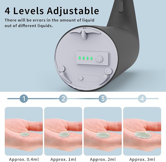 Automatic Liquid Soap Dispenser, 4-Level,Rechargeable | Plastic,13.5oz/400ml Black Touchless Electric Hand & Dish Countertop Soap Dispensers with Sensor for Bathroom,Kitchen Sink
