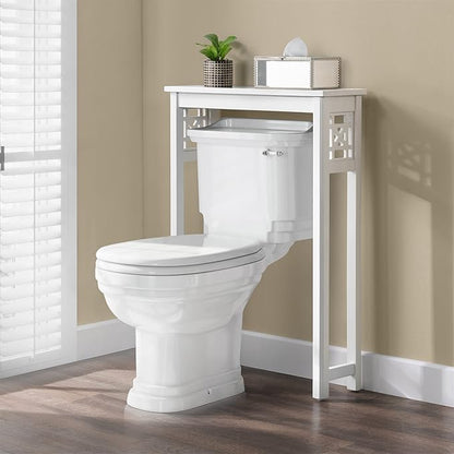 Derby Over-the-Toilet Storage Shelf – 37" Tall Bathroom Space Saver with Fixed Shelf & Open Gridwork Design – Modern Freestanding Organizer for Toiletries & Towels by Alaterre Furniture (White)