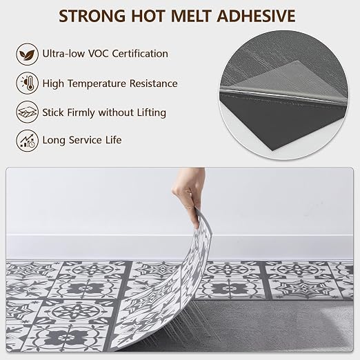 Peel and Stick Floor Tile, 20-Pack 12" x 12" Vinyl Flooring, Waterproof Self-Adhesive Luxury Vinyl Tiles, Easy DIY for Bathroom, Kitchen, Dinning Room, RV, Cover 20 Sq. Black