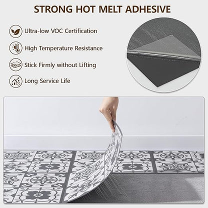 Peel and Stick Floor Tile, 20-Pack 12" x 12" Vinyl Flooring, Waterproof Self-Adhesive Luxury Vinyl Tiles, Easy DIY for Bathroom, Kitchen, Dinning Room, RV, Cover 20 Sq. Black