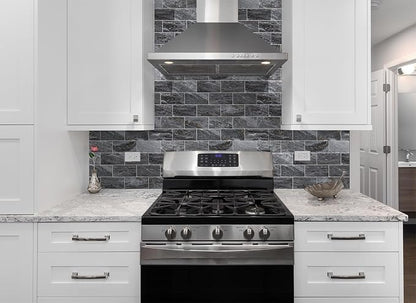 StyloVue 100 Pieces Peel and Stick Backsplash for Kitchen, 3" x 6" PVC Subway Tile 2026 Upgraded Gray-Gold Stone Backsplash Stick on Tile Elevate Kitchen Fireplace RV