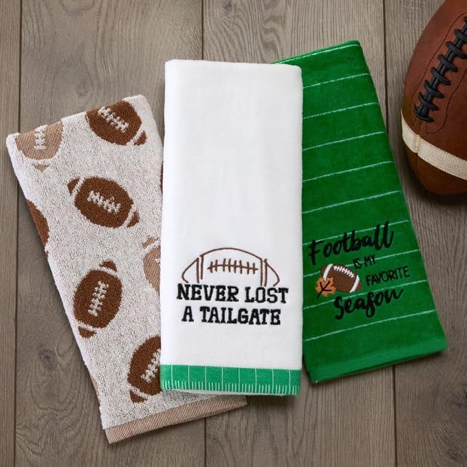 SKL Home Never Lost A Tailgate 2pc Hand Towel Set for Bath/Kitchen, Optic White