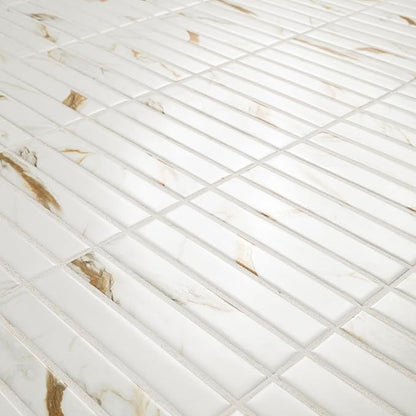MSI Calacatta Gold Stack Pattern Matte Porcelain Mosaic Floor and Wall Tile for Bathroom, Kitchen Backsplash, Accent Wall Tile, Sample