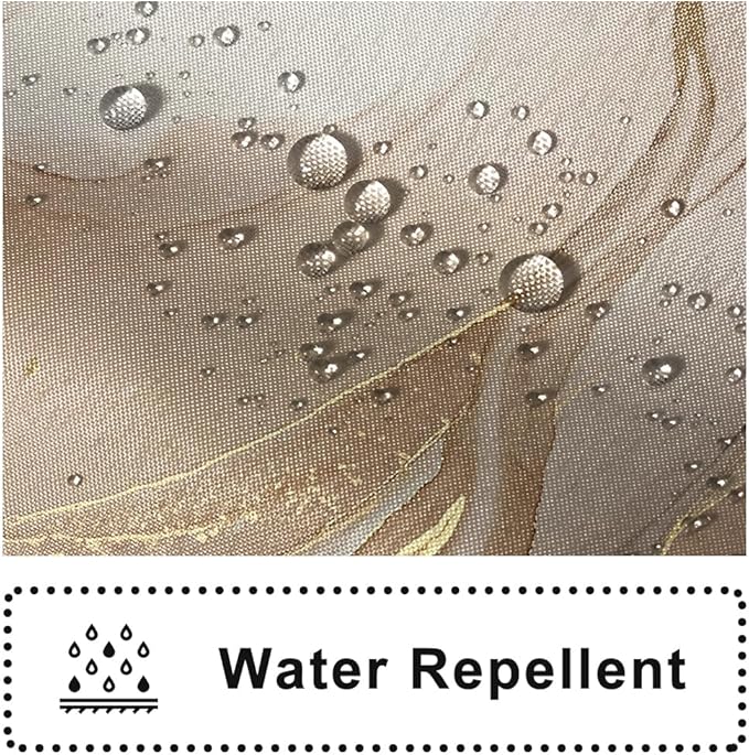 Brown Shower Curtain, Modern Brown Gold Grey Marble Shower Curtain for Bathroom Aesthetic Ink Texture Waterproof Shower Curtain Set with Hooks, 54x72 Inch