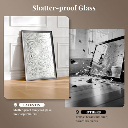 22x30 Inch Matte Black Bathroom Mirror for Over Sink | Curved Aluminum Frame Rectangular Vanity Mirror, HD Tempered Glass, Rust-Resistant Wall Mirror for Bedroom & Entryway
