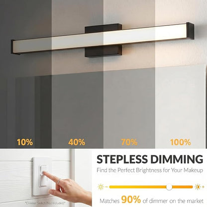 URSOLA 36" Modern LED Bathroom Light Fixtures, Matte Black 3CCT Dimmable Bathroom Vanity Light Over Mirror, Bathroom Vanity Bath Bar Lights with Double Layer Acrylic Shade